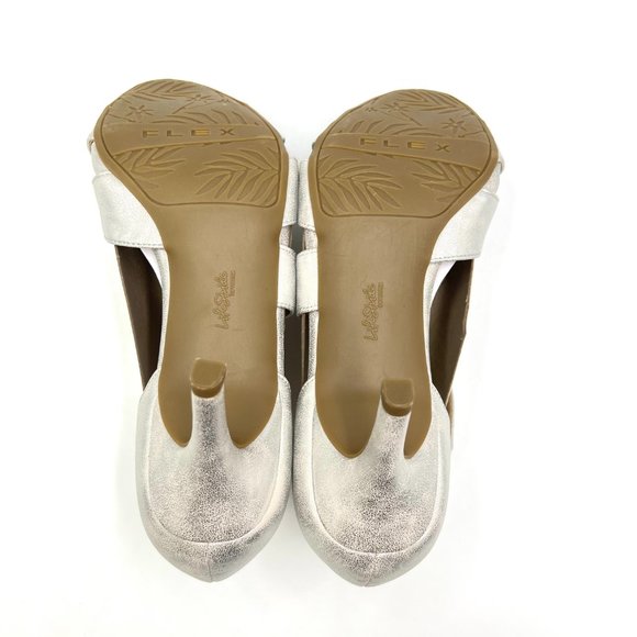 10W 10 WIDE Lifestride Womens Mega Faux Silver Leather Pumps Heels‎ Shoes - Picture 9 of 14